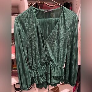 Elegant Green Pleated set
